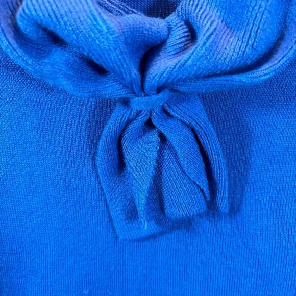 Ladies Bedford Fair Blue Long Sleeve‎ Knit Sweater with Neck Tie Petite Large - Picture 10 of 10